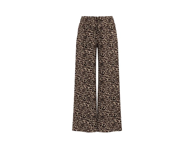 Široké kalhoty s leopardím vzorem a stahovací šňůrkou v pase.