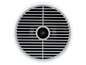 Bílý kulatý ventilátor s kovovou mřížkou