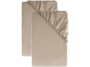 Sada perkálových napínacích prostěradel, 90-100 x 200 cm, béžová, 2dílná