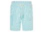 Světle modré pruhované šortky se šňůrkou.