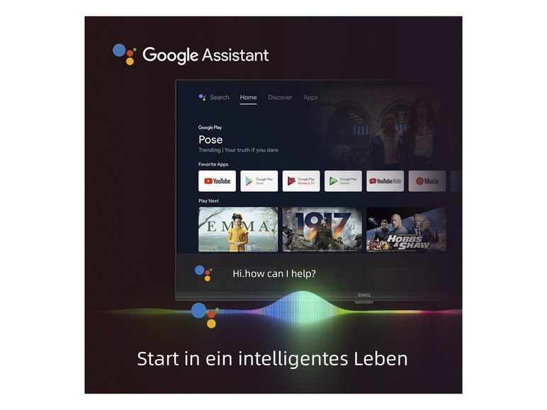 Televize s Google Assistant, YouTube, Google Play a filmy.
