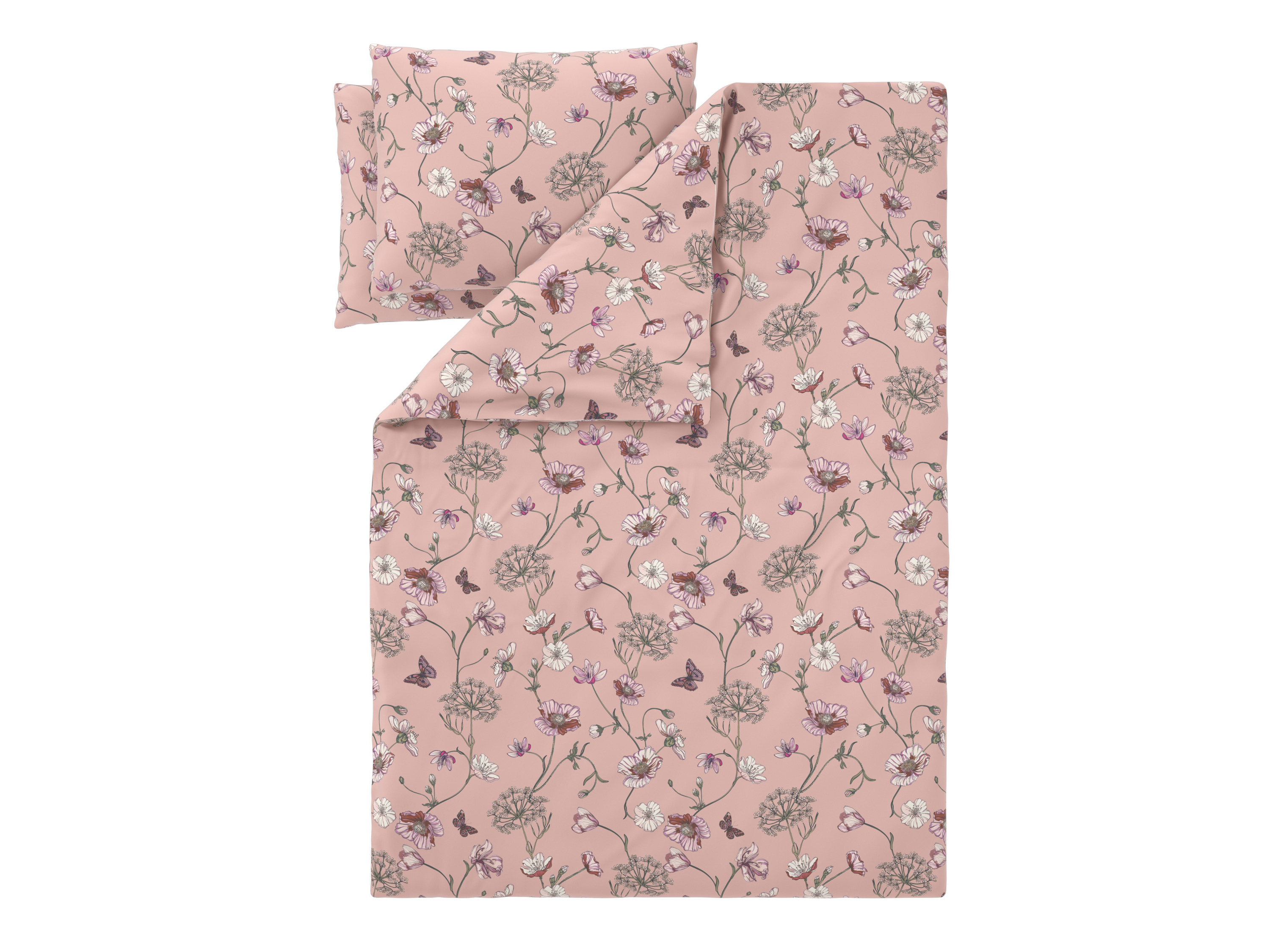 Livarno® Ložní povlečení z mikrovláknitého saténu, 240 x 220 cm, 70 x 90 cm (motýli/růžová)