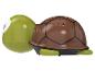 Zelená a hnědá hračka želva s hvězdným krunýřem, boční pohled.