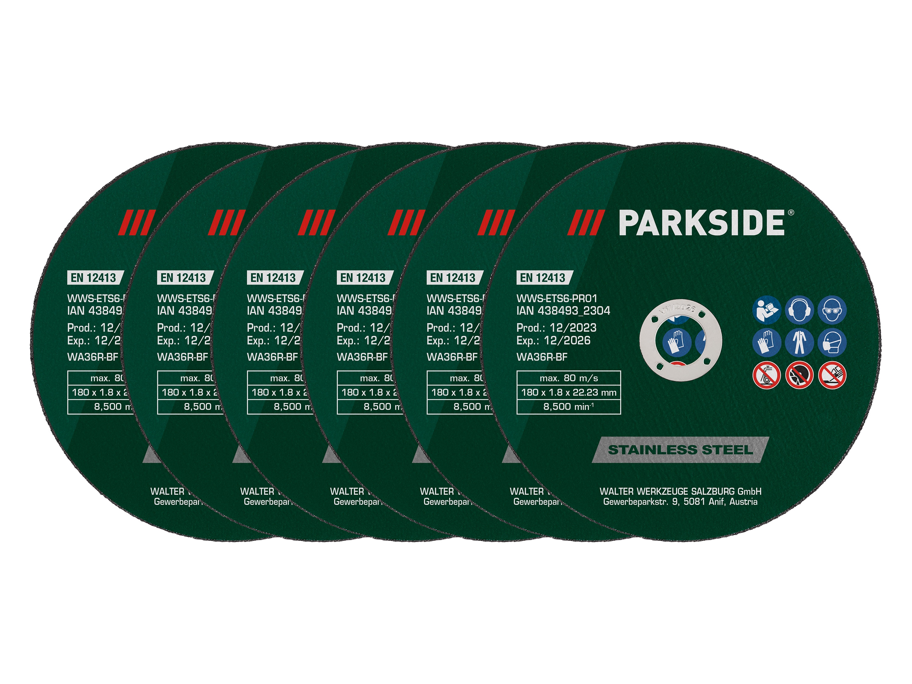 Parkside® Sada řezných kotoučů, Ø 180 mm (sada řezných kotoučů na nerezovou ocel)