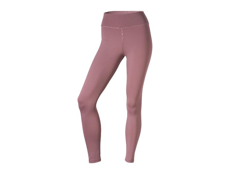 Pár jednoduchých sportovních legín v barvě mauve s vysokým pasem.