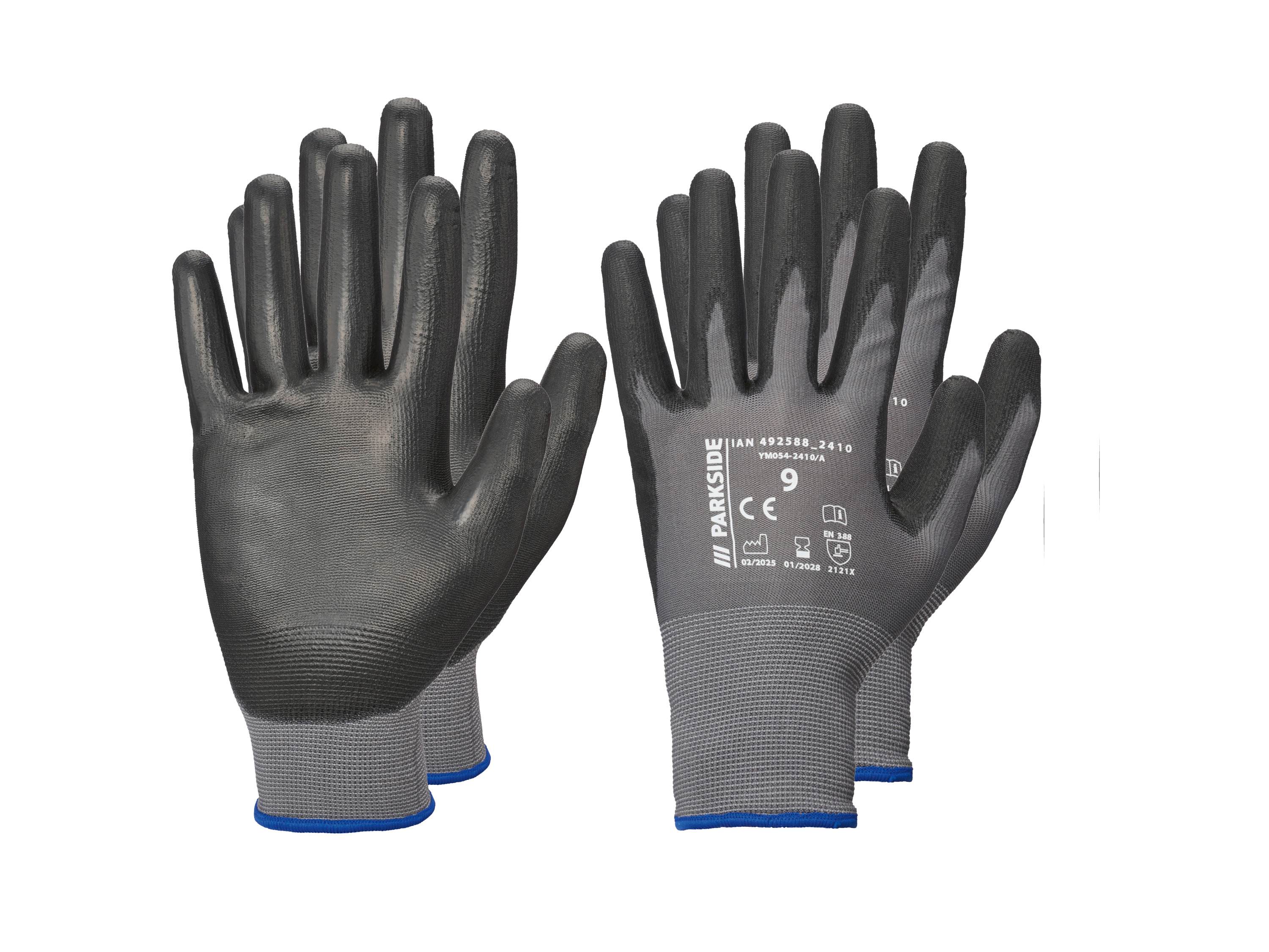Parkside® Pracovní rukavice, 2 páry (antracitová/modrá, 9)