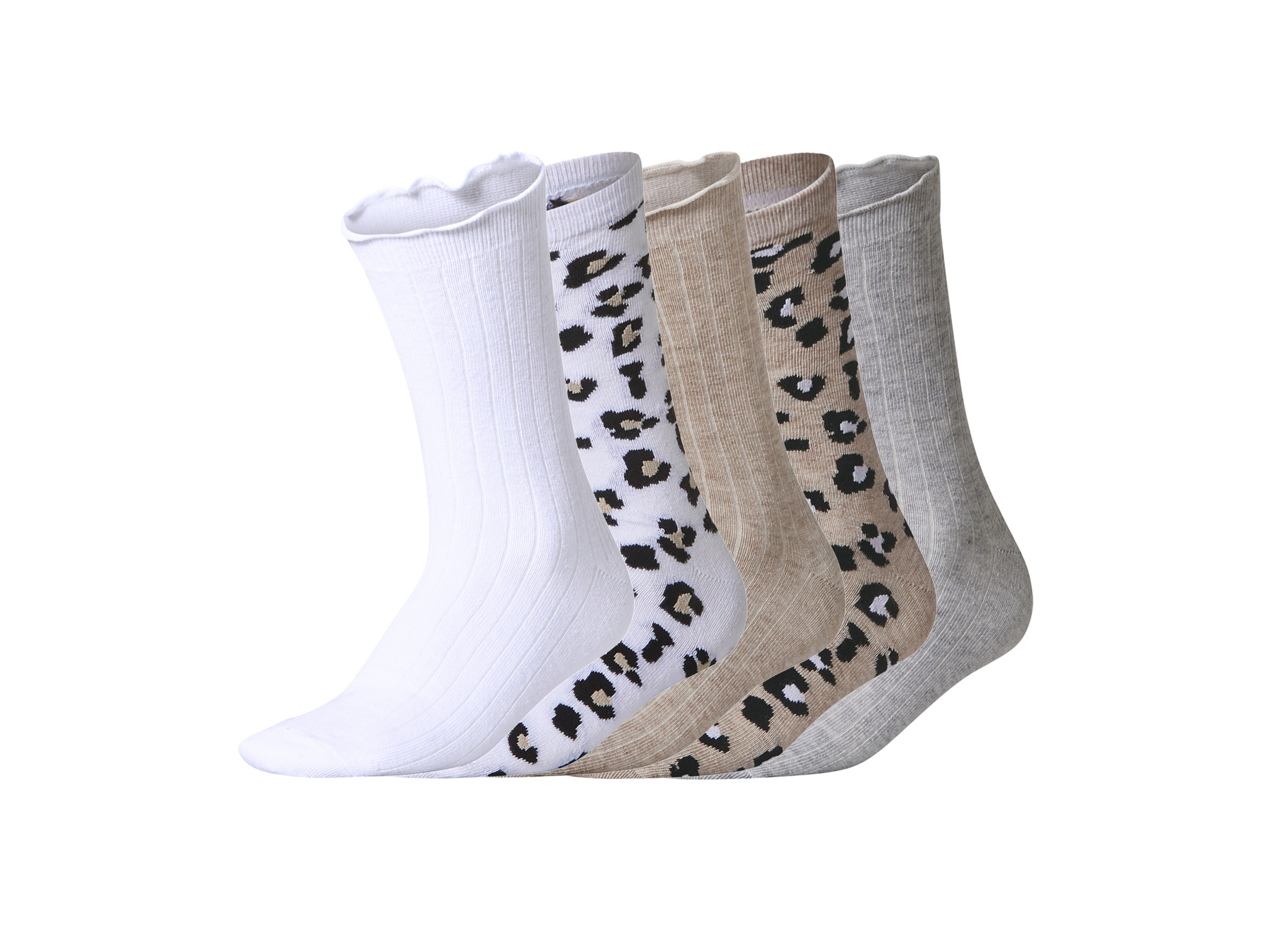 esmara® Dámské ponožky s BIO bavlnou, 5 párů (bílá/šedá/béžová, 39-42)