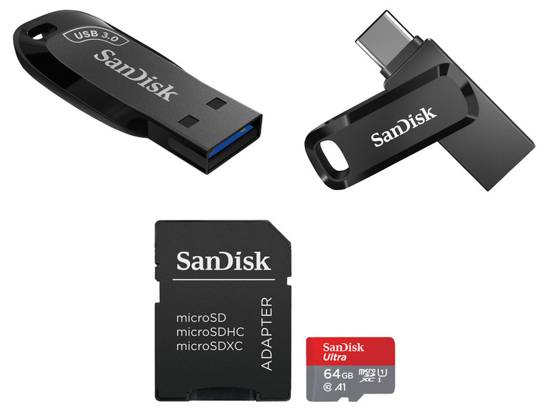  Zobrazit na celou obrazovku SanDisk Paměťová karta a USB, 64 GB - Obrázek 1