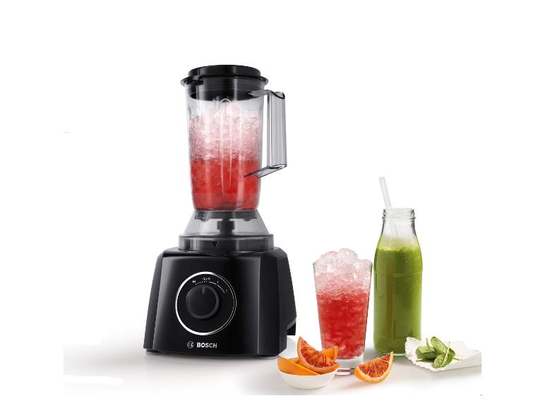 Černý mixér Bosch se dvěma sklenicemi smoothie