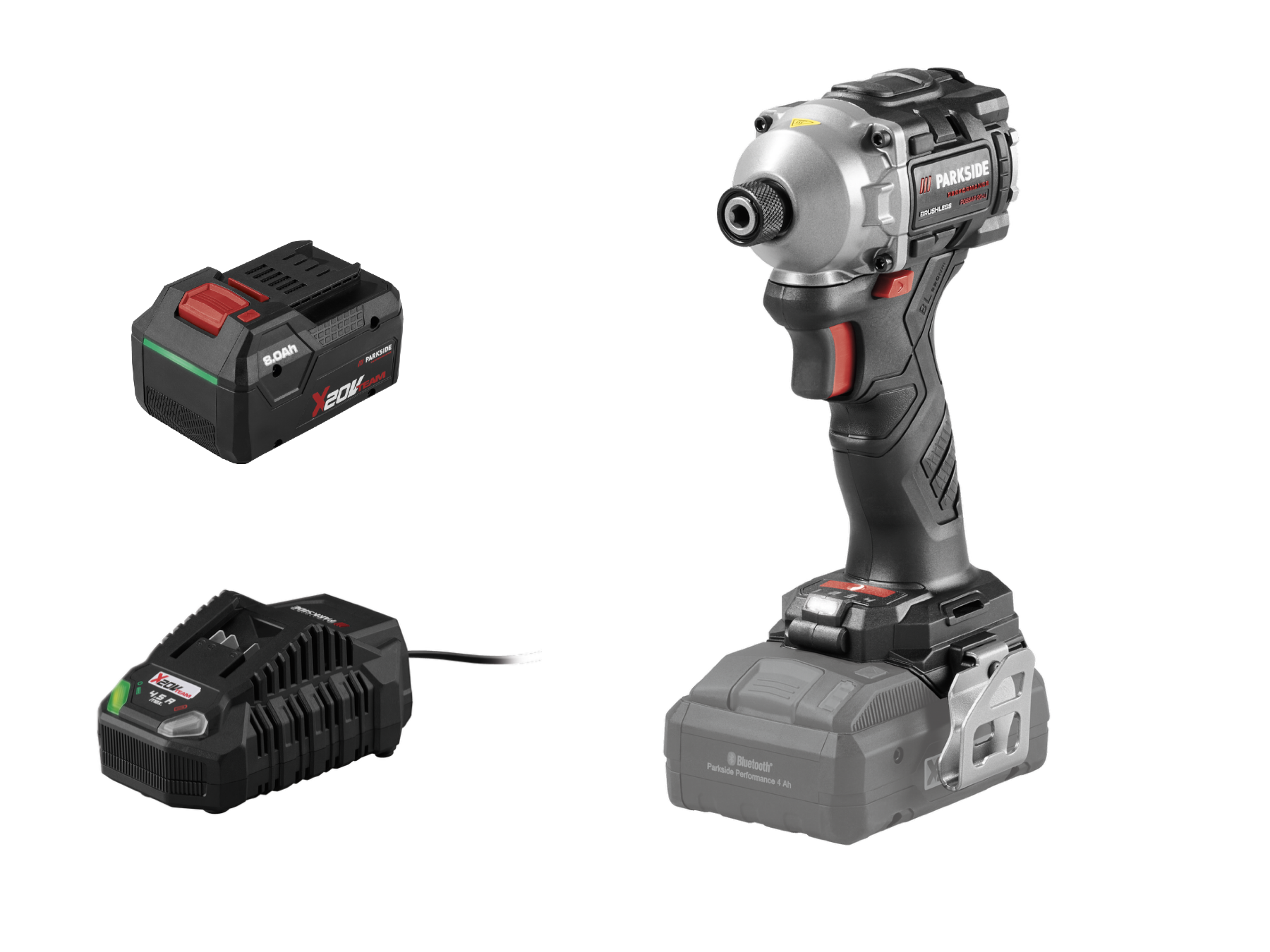 Parkside Performance® Aku rázový utahovák 1/4″ Pdssap 20-Li D3, Smart 8 Ah