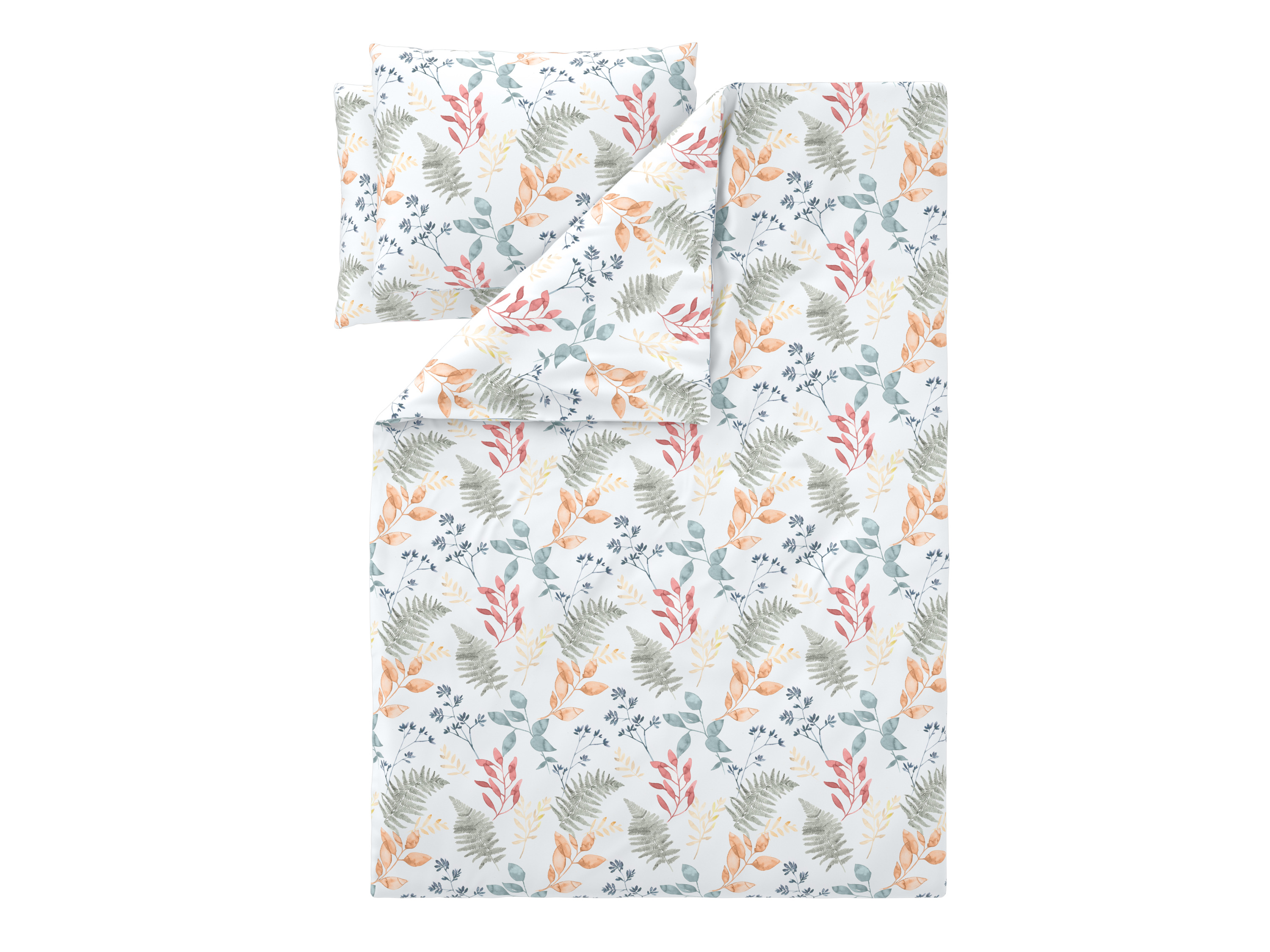 Livarno® Ložní povlečení z mikrovláknitého saténu, 240 x 220 cm, 70 x 90 cm (listy/bílá)