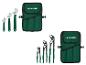 Sada nastavitelných klíčů a kleští PARKSIDE v zeleném pouzdře.