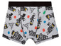 Šedé boxerky s motivem LEGO Ninjago s obrázky postav Ninjago.