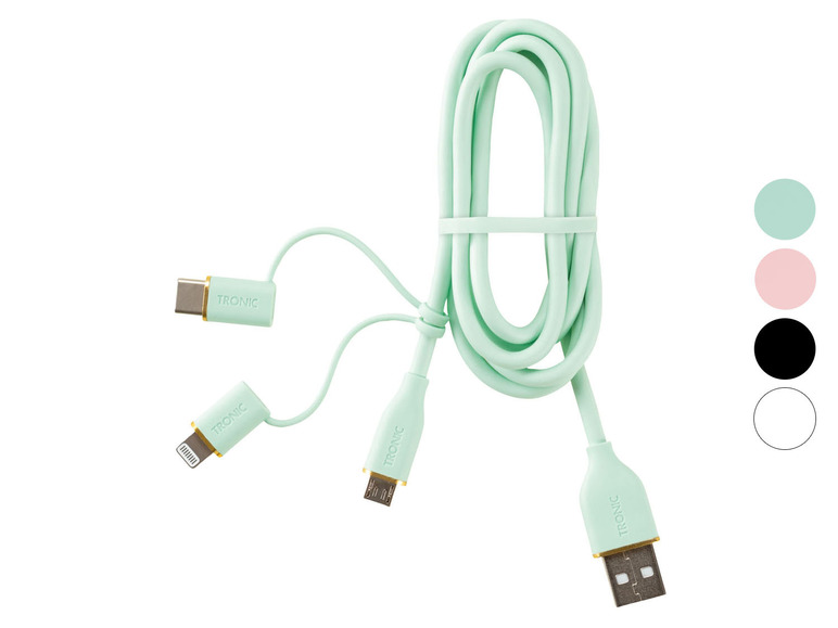  Zobrazit na celou obrazovku TRONIC® Nabíjecí a datový kabel 3 v 1, USB-A na USB-C, MicroUSB - Obrázek 1