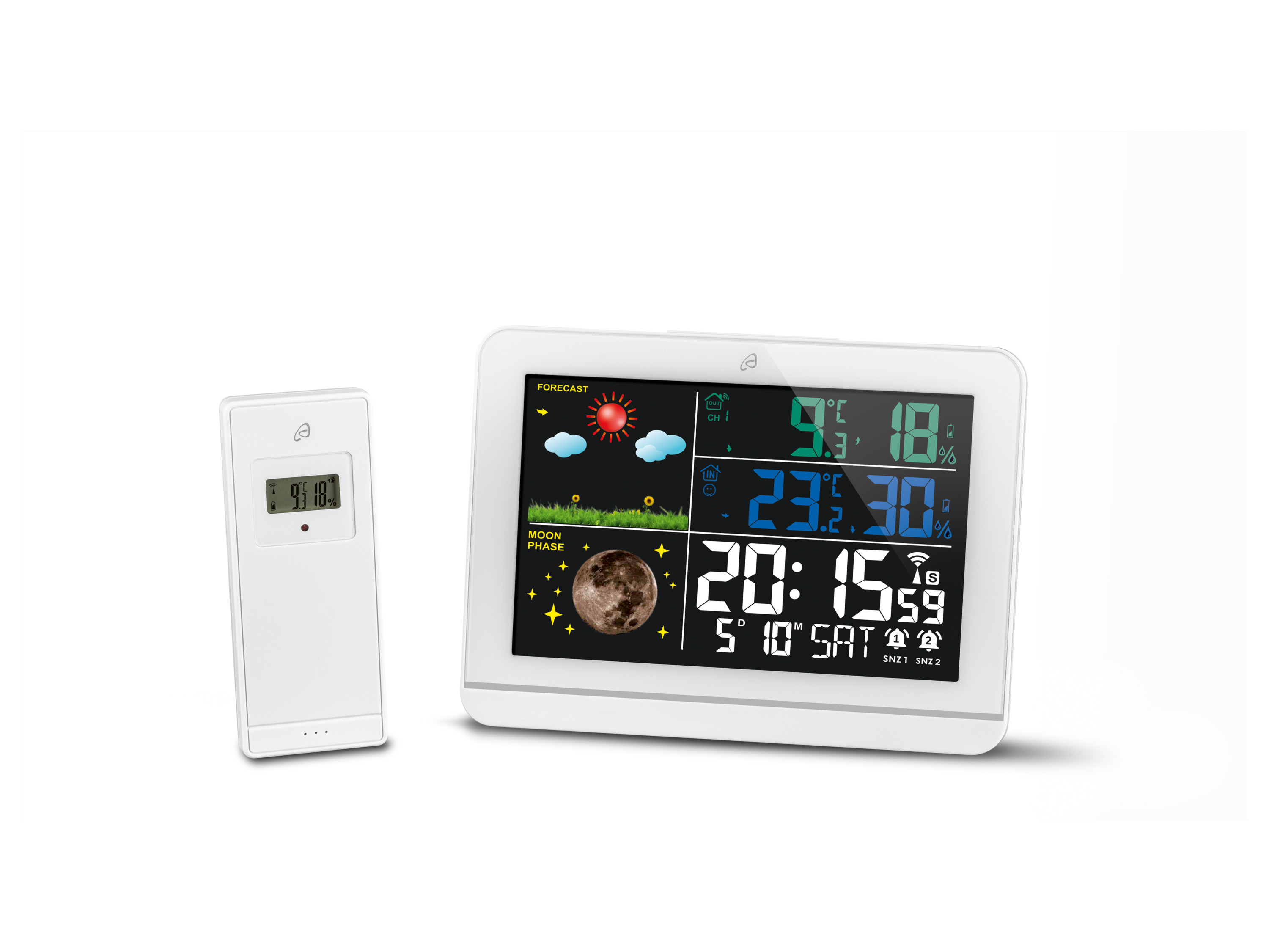 Auriol® Bezdrátová meteostanice s barevným displejem (bílá)