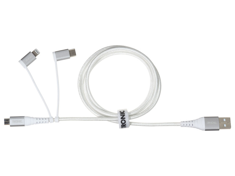  Zobrazit na celou obrazovku TRONIC® Nabíjecí a datový kabel 3 v 1, Lightning®, USB-C, micro USB, 480 Mbps, 1 m - Obrázek 3