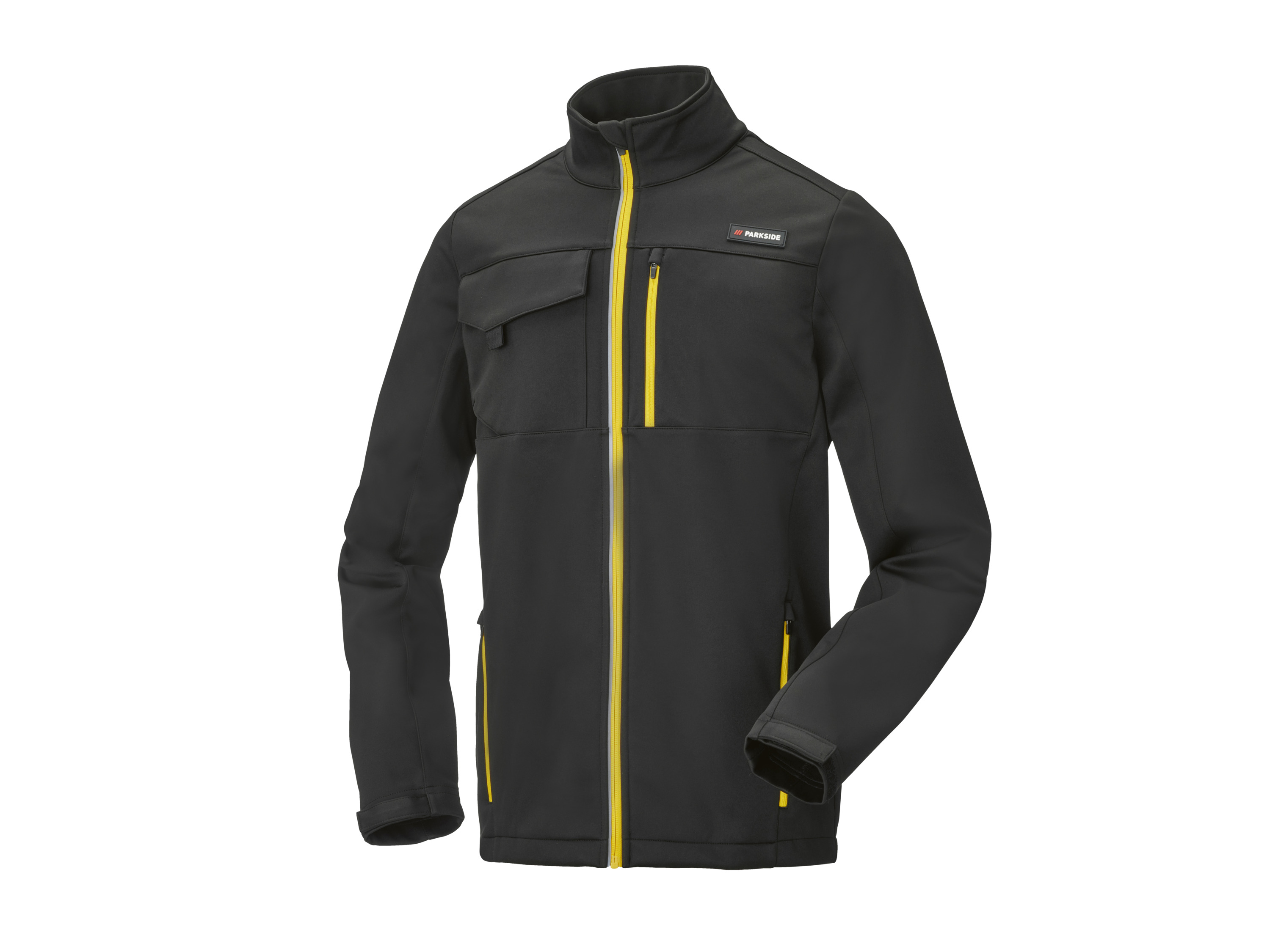 Parkside® Pánská pracovní softshellová bunda (černá/žlutá, XL (56/58))