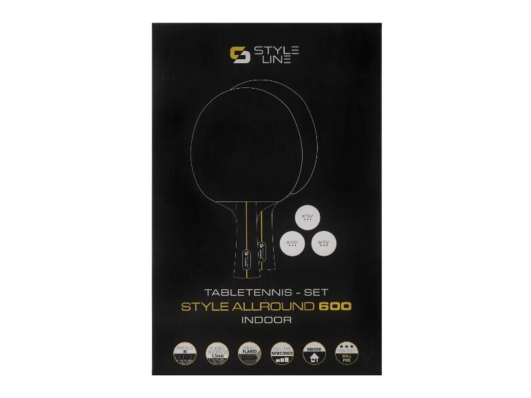 Sada stolního tenisu Style Line Allround 600: 2 rakety a 3 míčky.