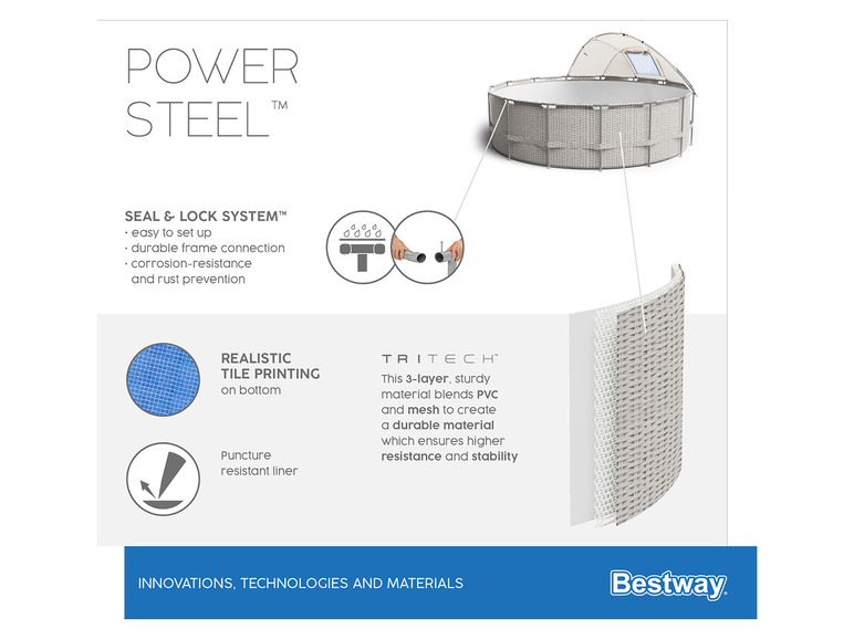  Zobrazit na celou obrazovku Bestway Bazén Power Steel s filtračním zařízením a schůdky, 3,96 x 1,07 m - Obrázek 16