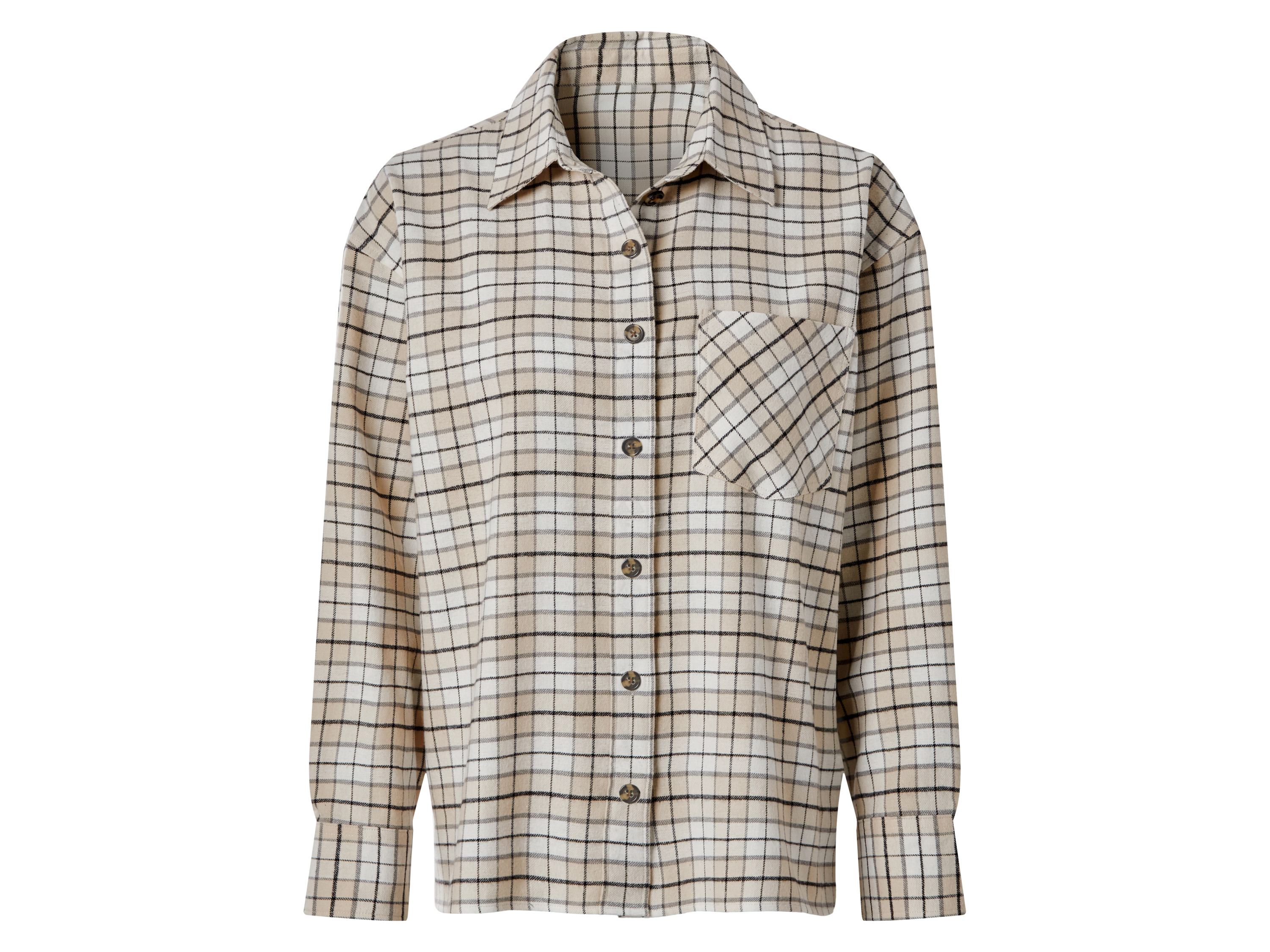 Esmara® Dámská flanelová košile oversize (béžová, S (36/38))