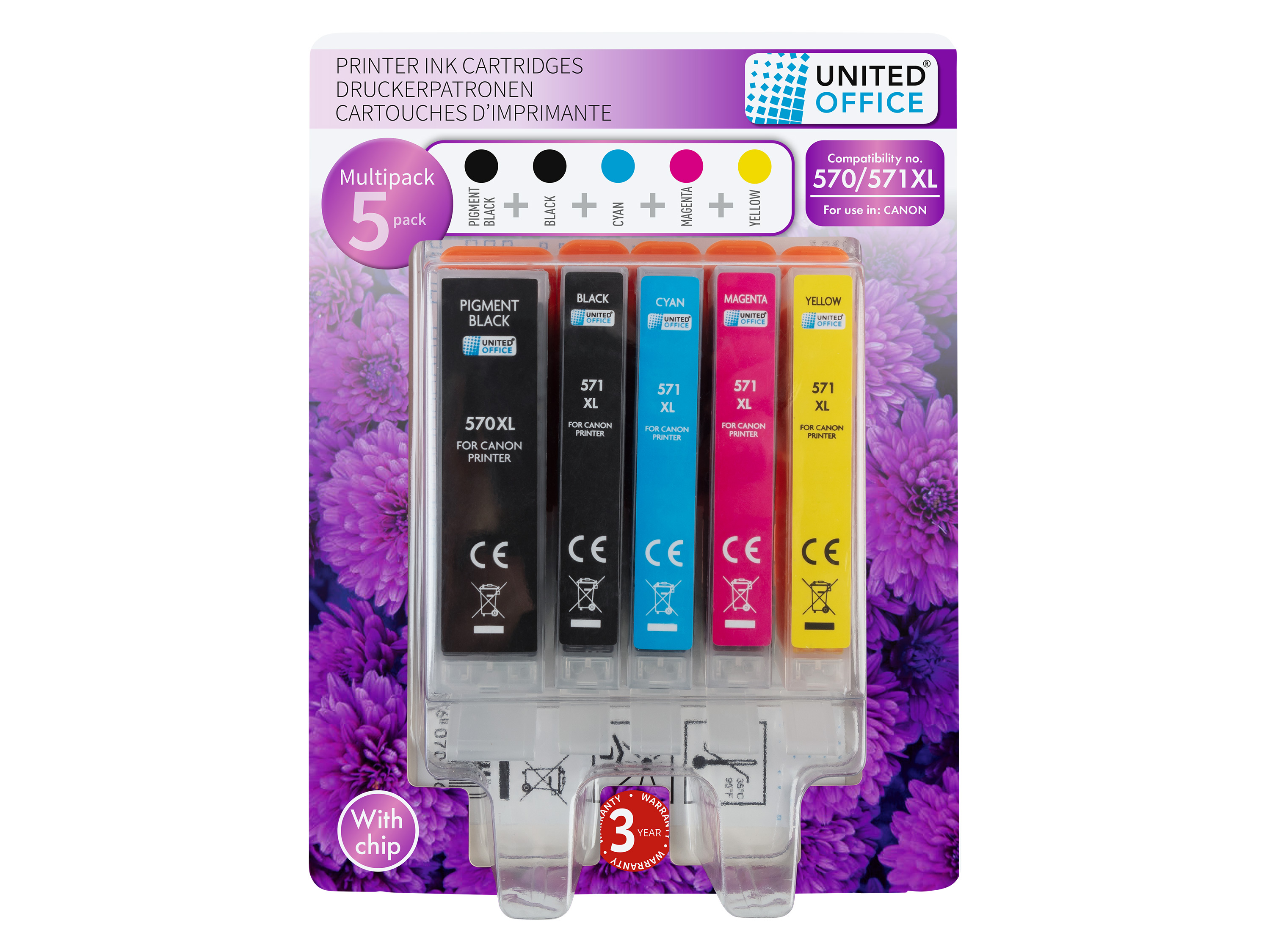 United Office® Náplně do tiskárny Canon Multipack (570/571, 5 kusů )