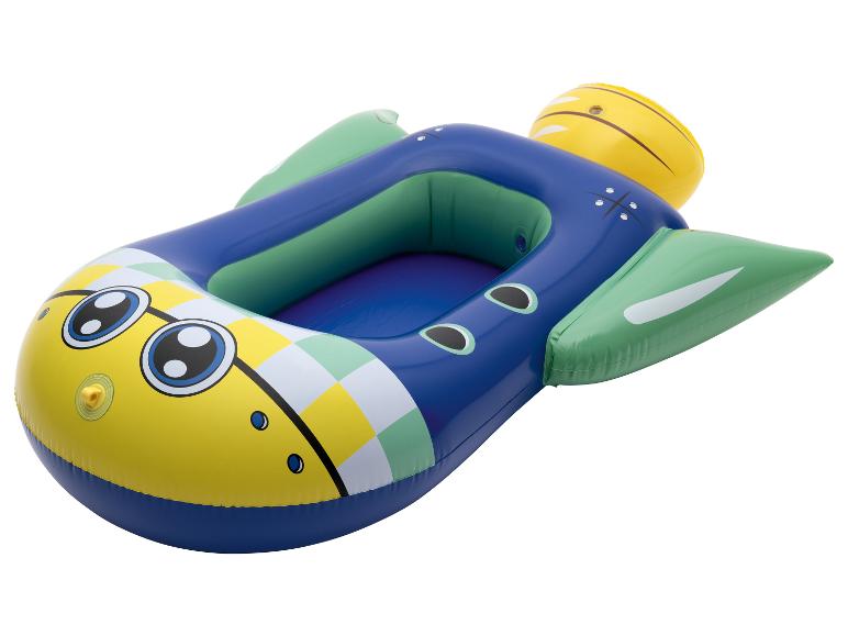 Nafukovací člun pro děti, design rakety, žlutá a modrá.