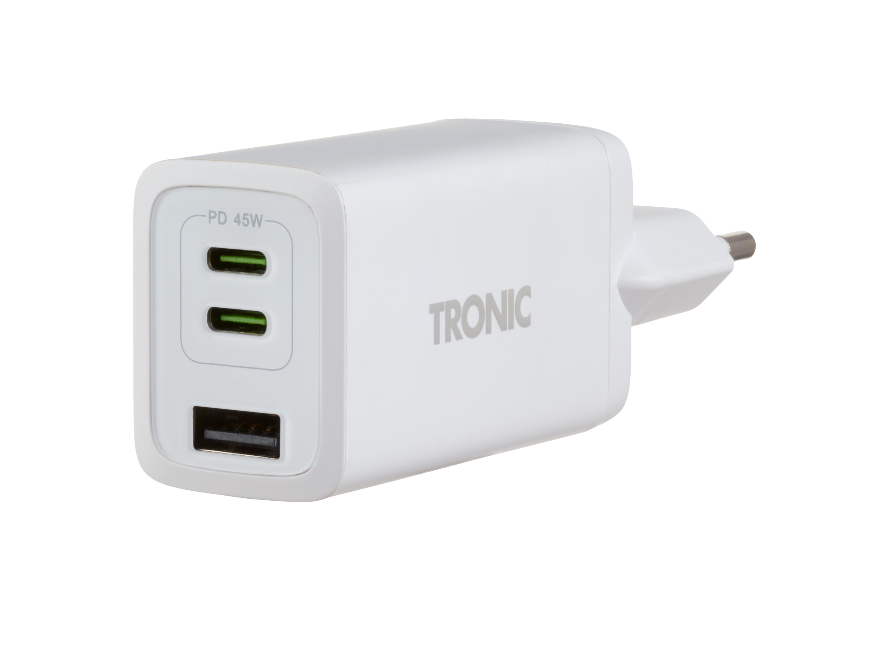 Tronic® Rychlonabíječka GaN, 45 W, 2x Usb-C a Usb-A (bílá)