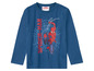 Modrý longsleeve s obrázkem Spider-Mana v pavučině.