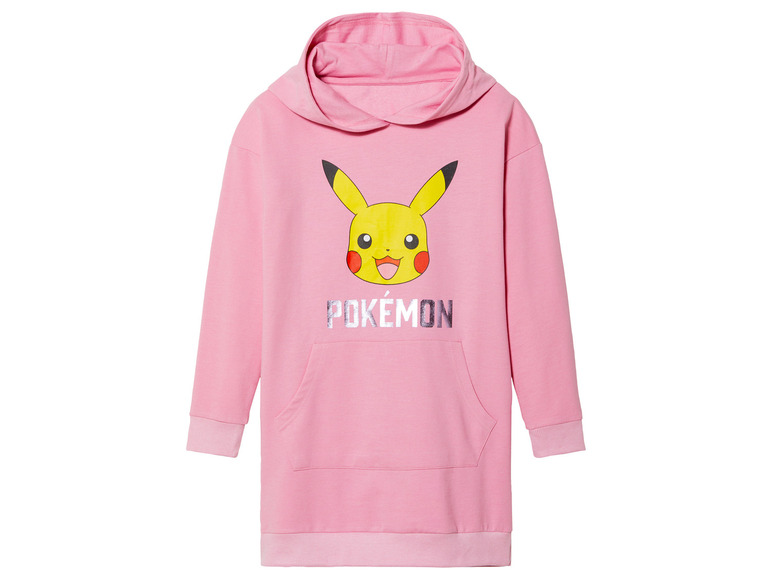 Růžová mikina s potiskem Pikachu a logem Pokémon.