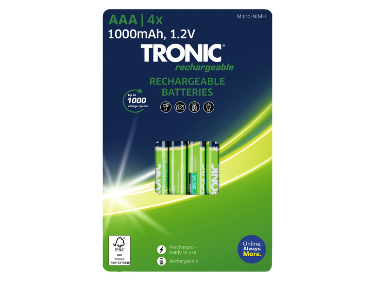 Zobrazit na celou obrazovku TRONIC® Nabíjecí baterie Ni-MH, 4 kusy - Obrázek 2