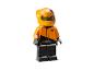 LEGO McLaren minifigurka závodníka v oranžovo-černém obleku.