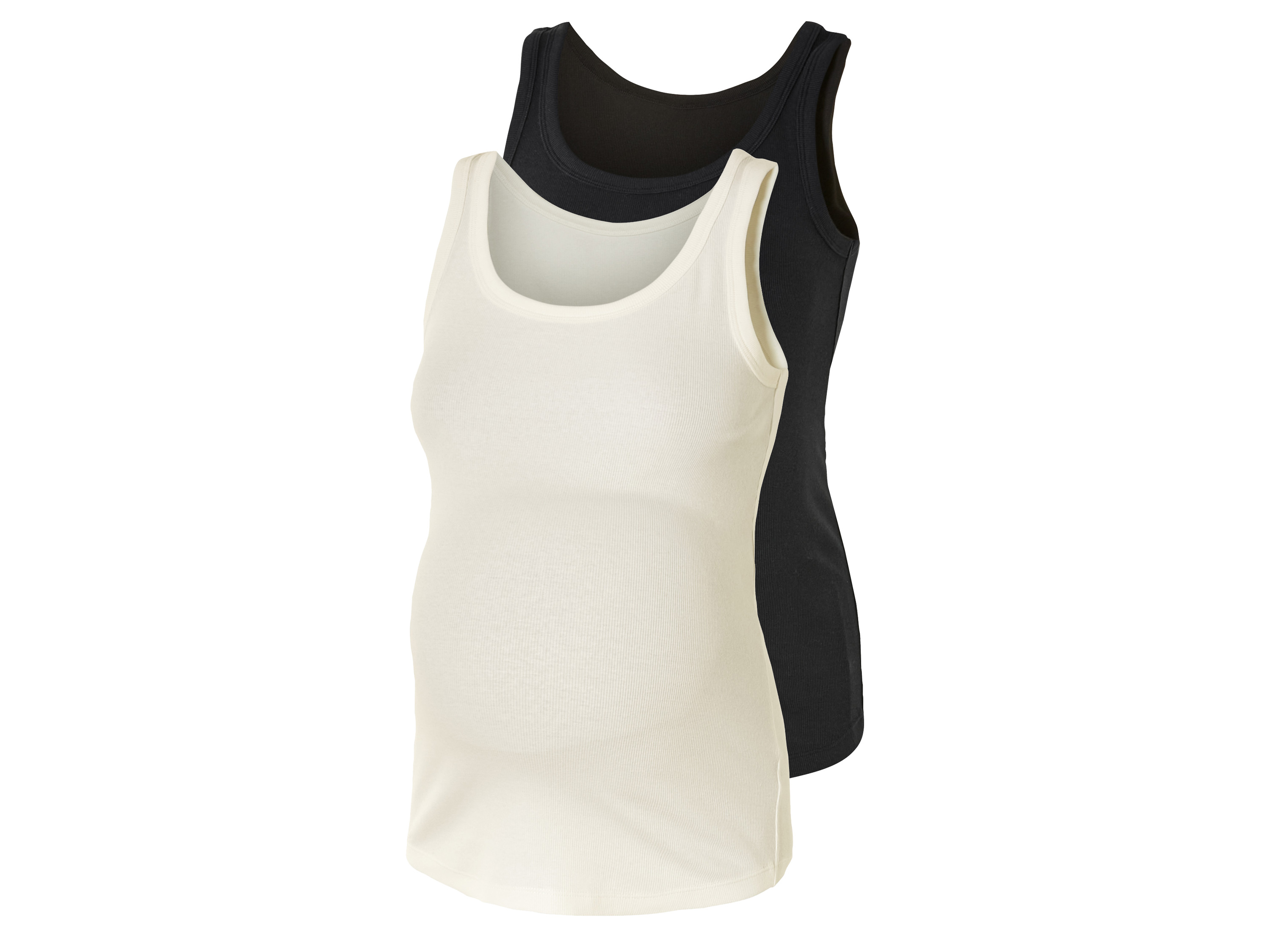 esmara® Dámský vroubkovaný těhotenský top, 2 kusy (Xl(48/50), černá/bílá)