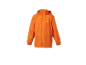 Oranžová dětská bunda s kapucí.