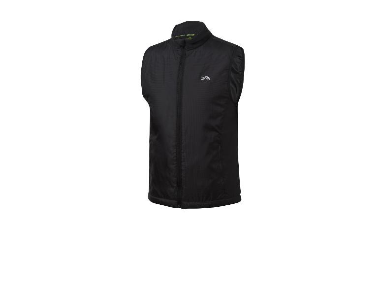 Černá běžecká vesta se zipem a reflexním logem.
