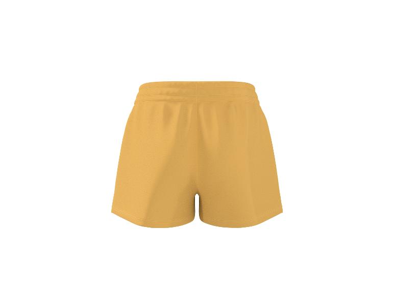 Žluté sportovní šortky s elastickým pasem.