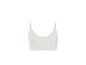 Dámský sportovní crop top v barvě špinavě bílé s tenkými ramínky.