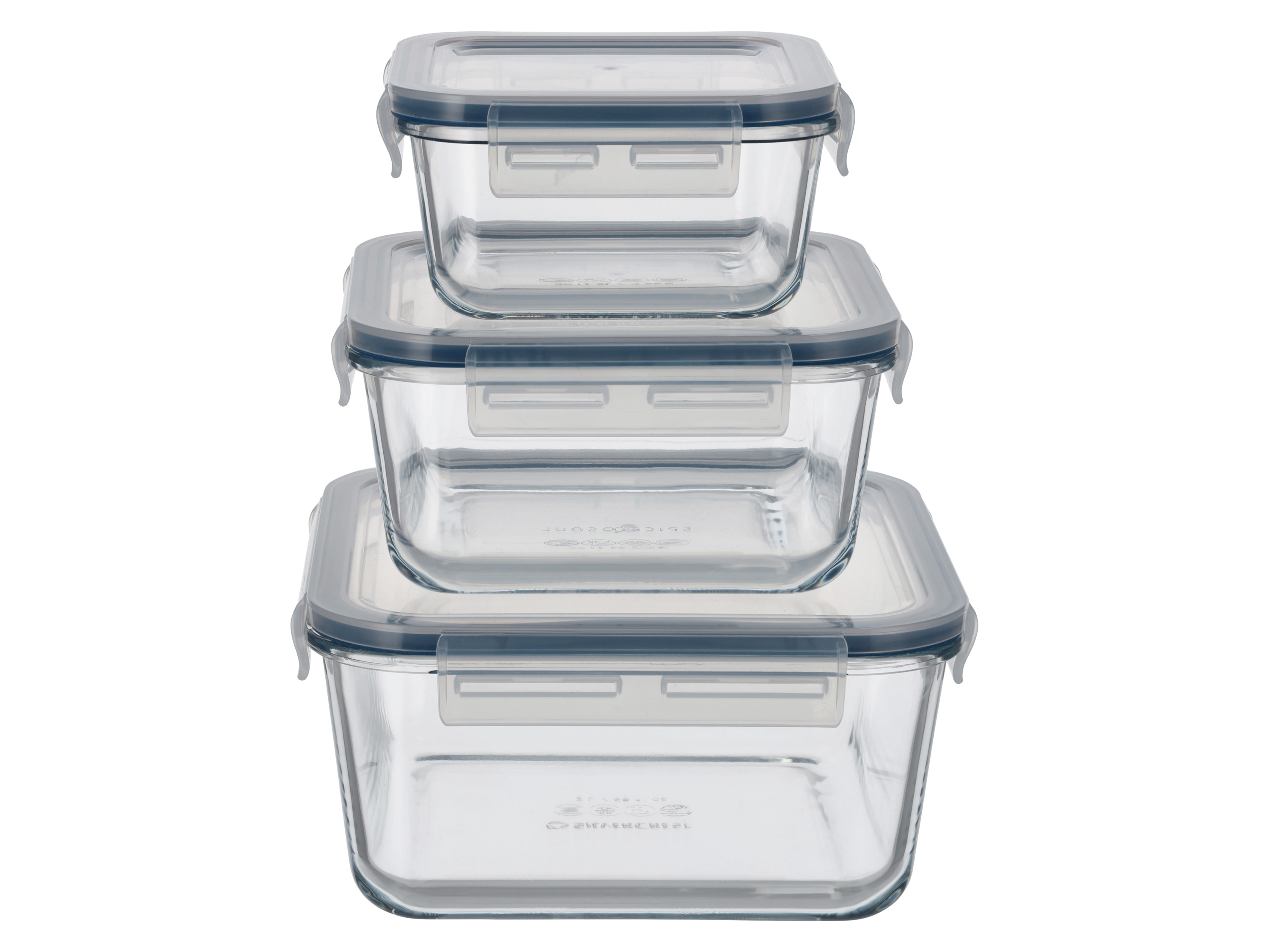 Silvercrest® Sada skleněných potravinových dóz, 3dílná (čtvercová)