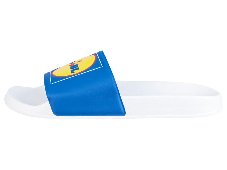 Lidl pantofle, modré a bílé.