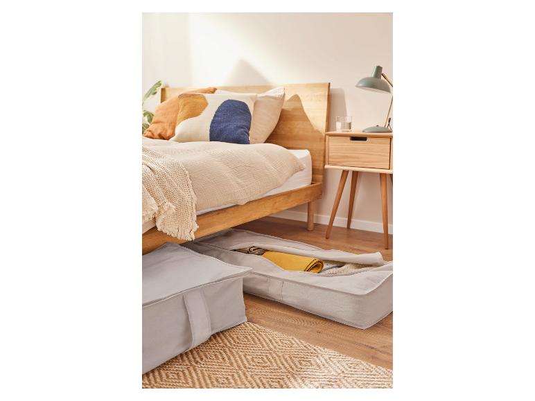 Textilní úložné boxy pod postelí, boho styl.
