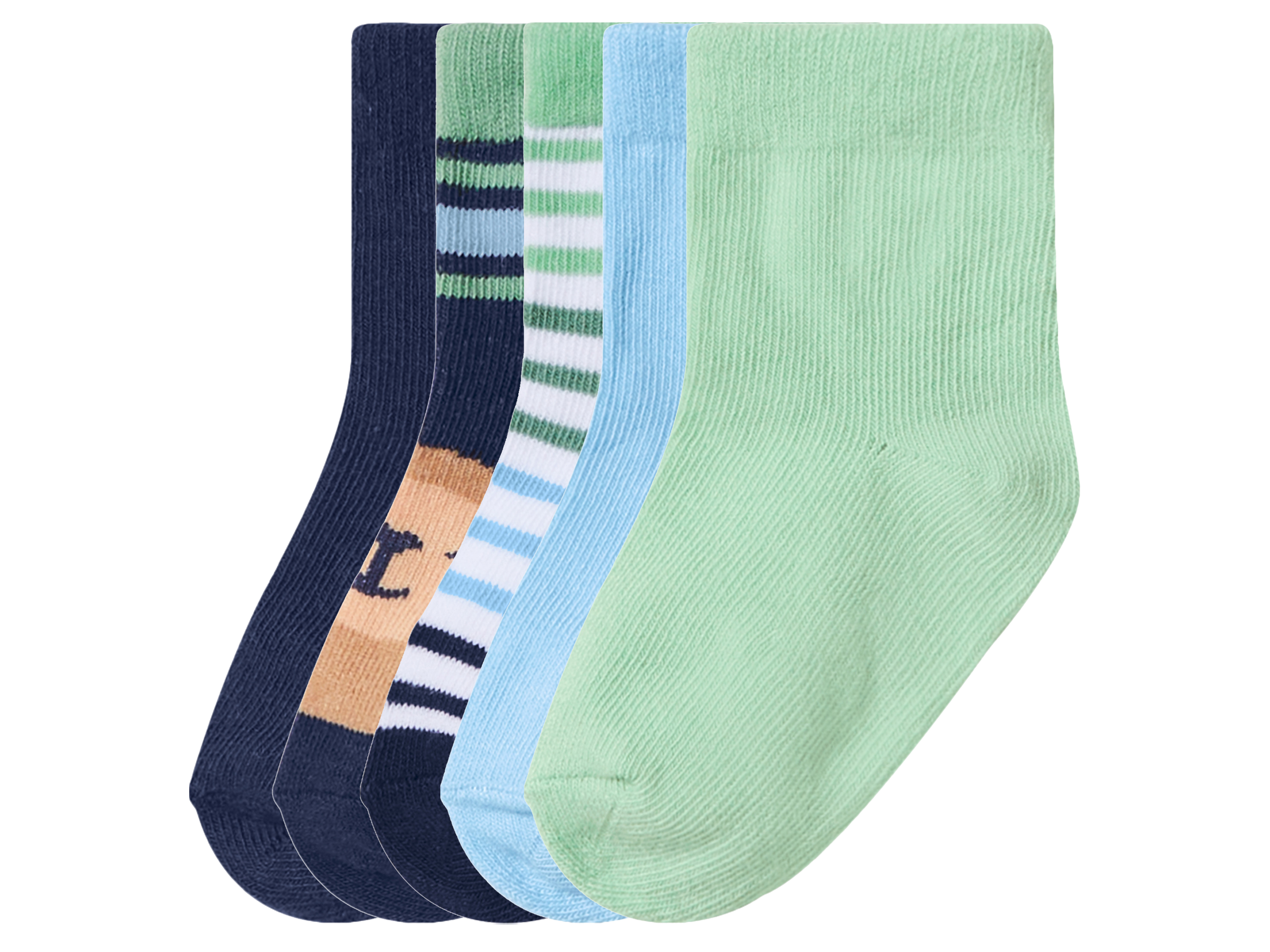 lupilu® Dětské ponožky s BIO bavlnou, 5 párů (navy modrá / zelená, 11/14)