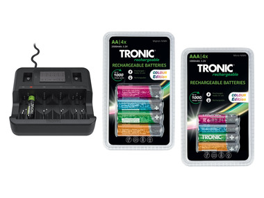 TRONIC® Sada univerzální nabíječky baterií TAL 1000 A1 a nabíjecích baterií Ni-MH Ready 2 Use Color, 9dílná