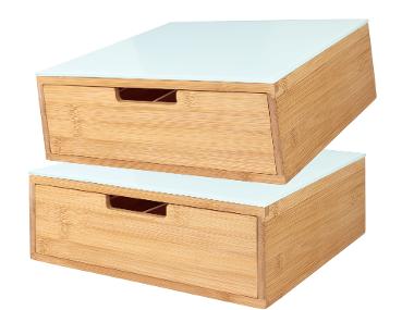 Sada boxů se zásuvkou s přihrádkami, bílá, 2dílná