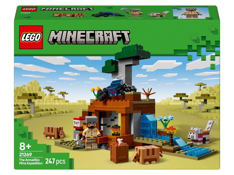 Stavebnice Minecraft se safari strážcem, pásovci, vlkem a jeskynním pavoukem, 247 dílků.