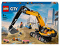 Lego City stavebnice se žlutým bagrem a dvěma minifigurkami.