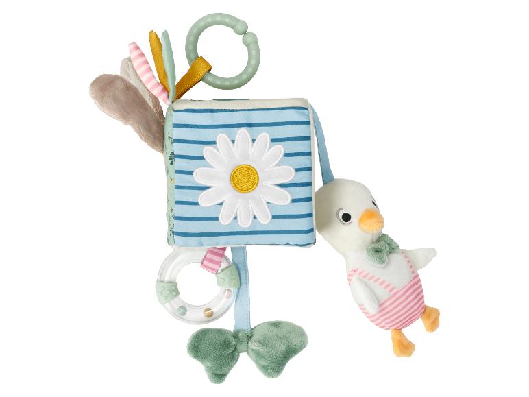 Dětská látková knížka s plyšovou kachnou a kousátky