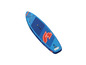 Modrý nafukovací paddleboard s červenými detaily.