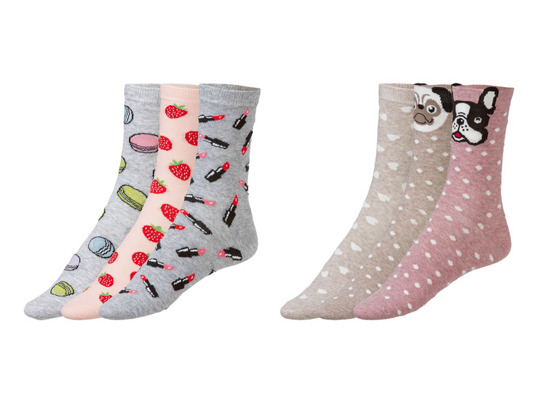  Zobrazit na celou obrazovku esmara® Dámské ponožky s veselým vzorem, BIO bavlna, 3 páry - Obrázek 1