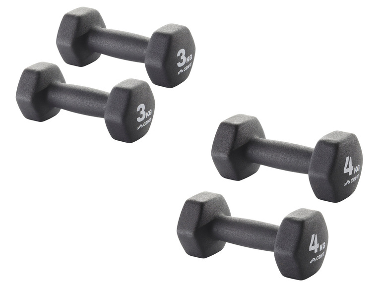  Zobrazit na celou obrazovku CRIVIT Sada činek, 2 x 3 kg / 2 x 4 kg - Obrázek 1