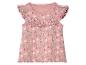 Růžové dětské tílko s volánky, květinový vzor.