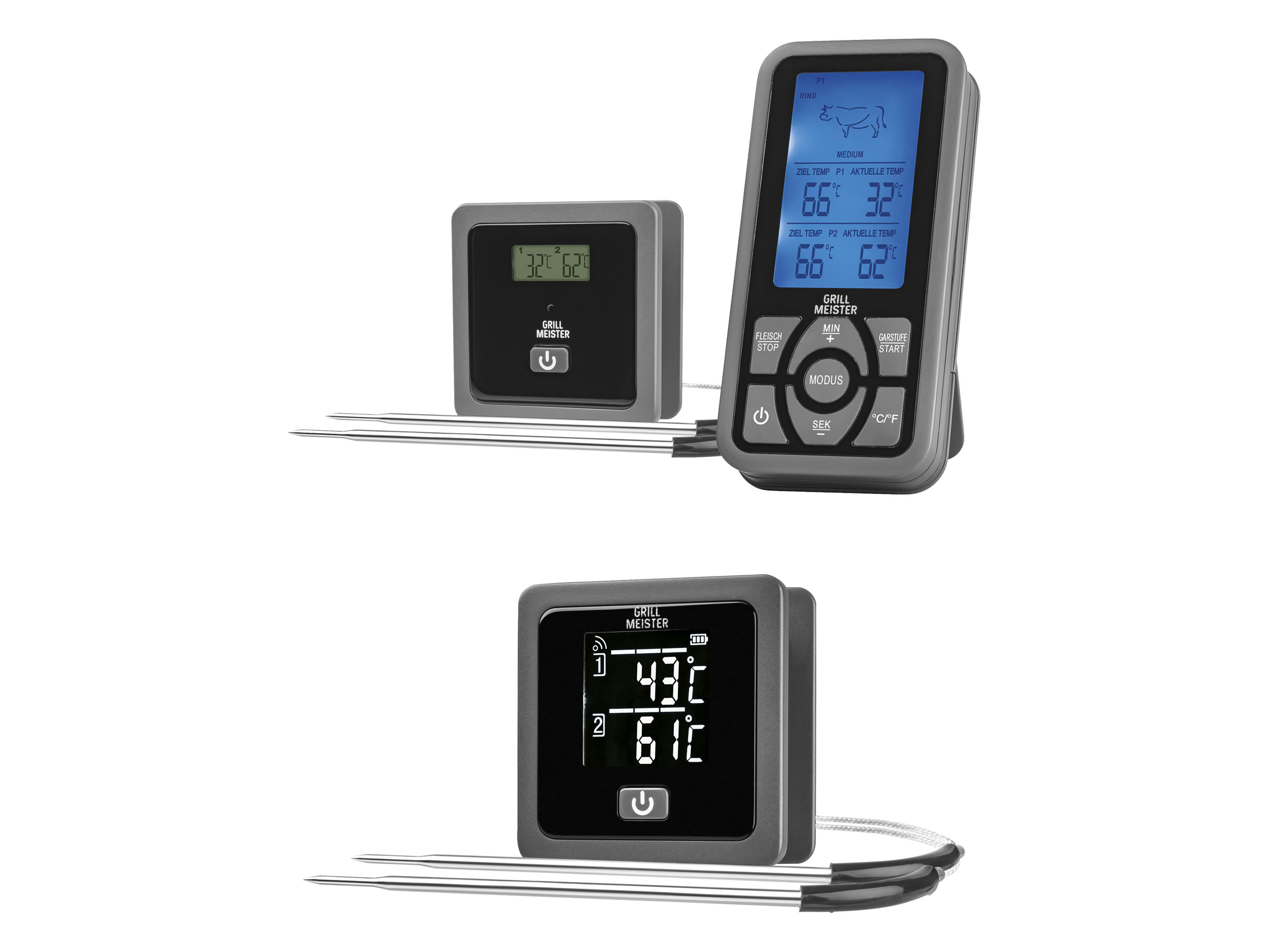GRILLMEISTER Bezdrátový grilovací teploměr GFGT 433 B2 / Bluetooth GTGT 2.4 A2
